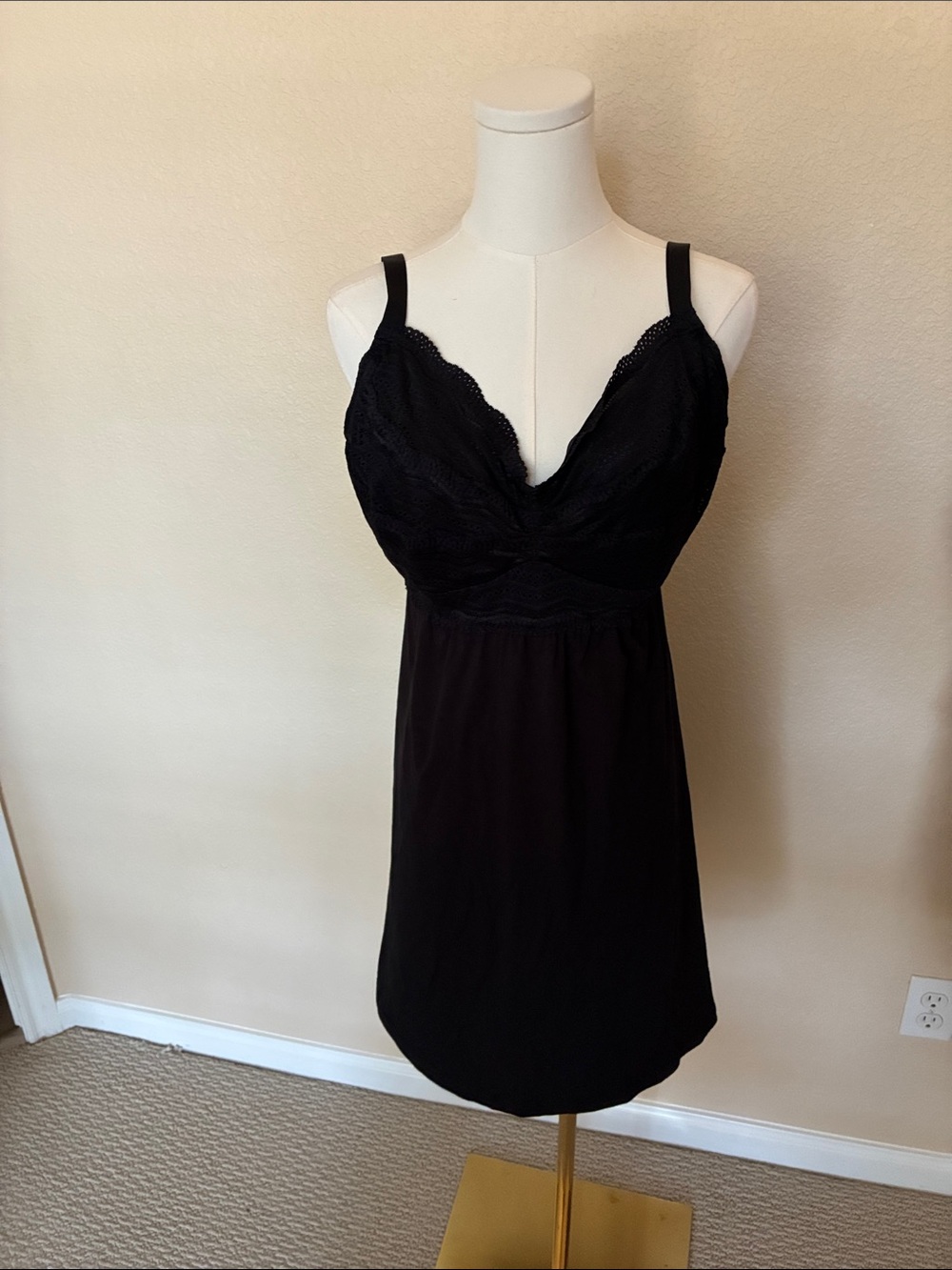 Cosabella Black Lace Chemise Slip Dolce Curvy Babydoll L Large NWT adjustable